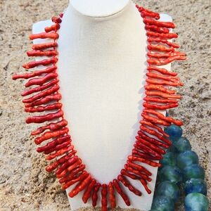 Stick / Branch CORAL Necklace 24" Hand Knotted Gorgeous Piece.